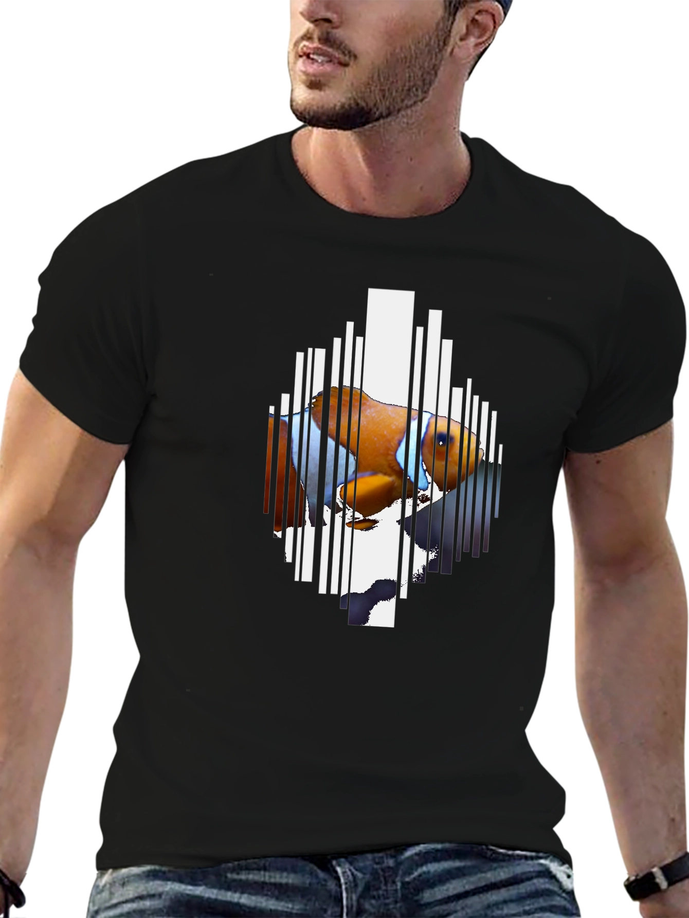 Clownfish Barcode Graphic Black T-Shirt