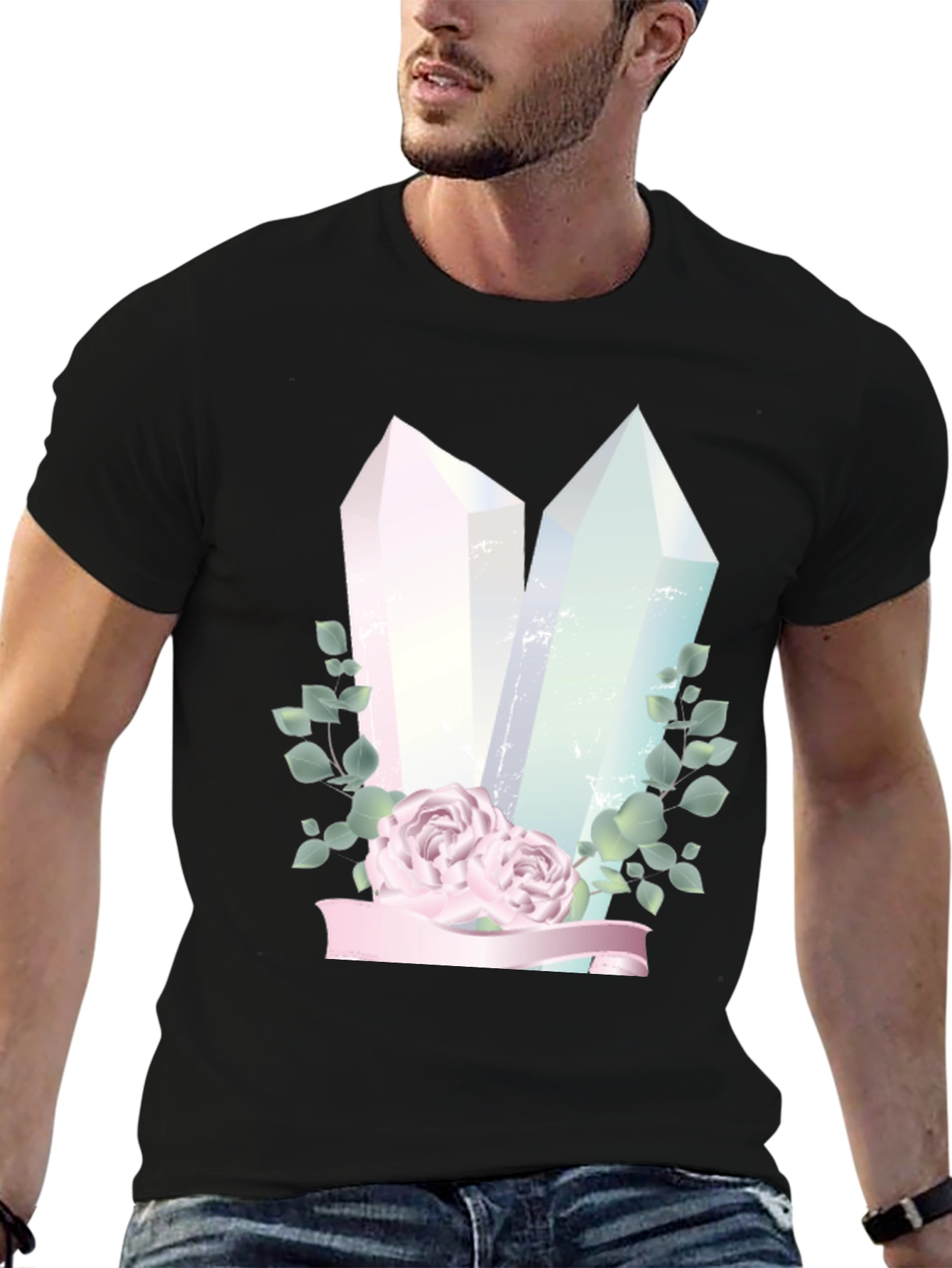 Crystal & Roses Graphic Black T-Shirt