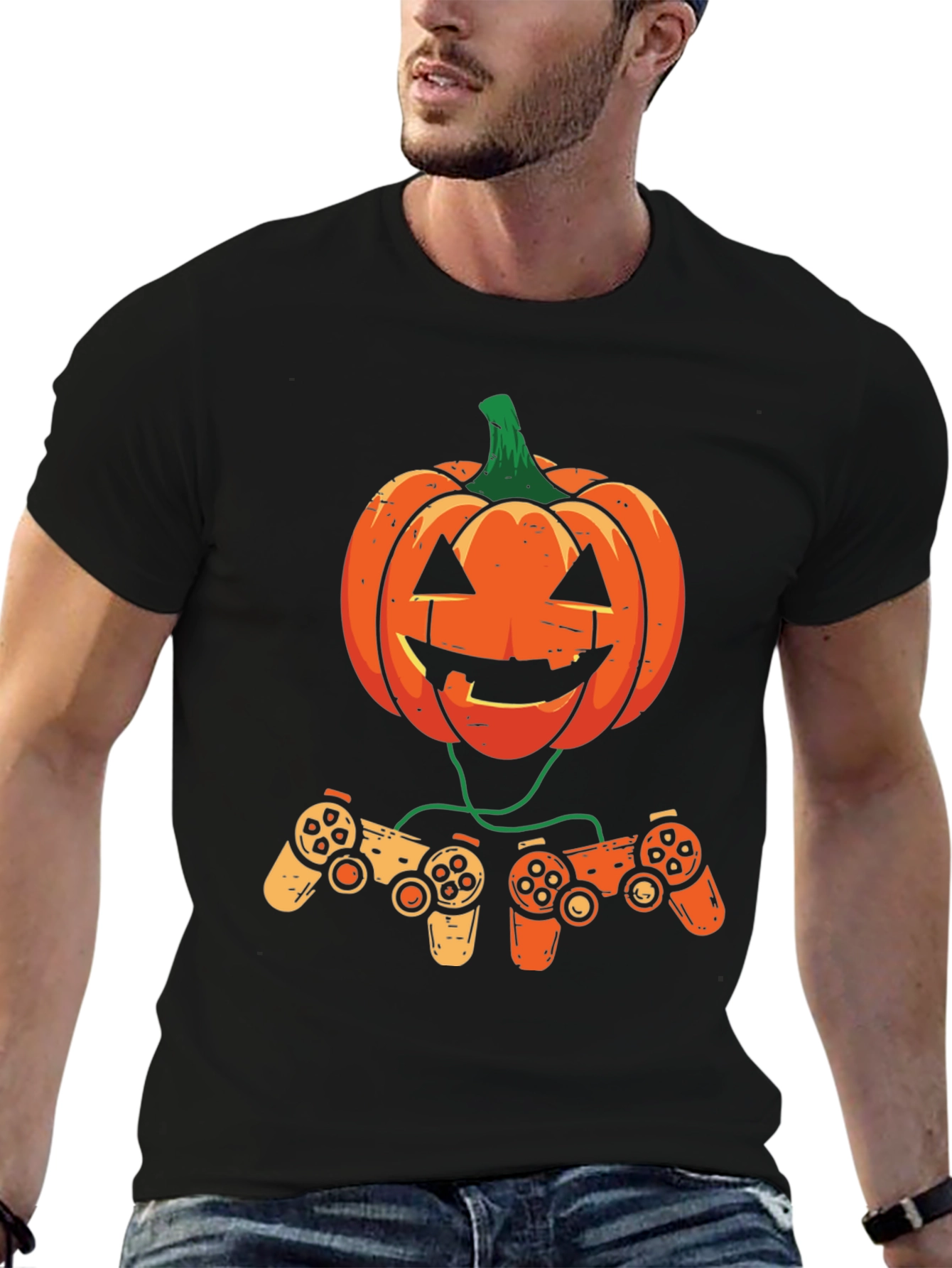 Gamer Pumpkin Halloween Graphic Tee