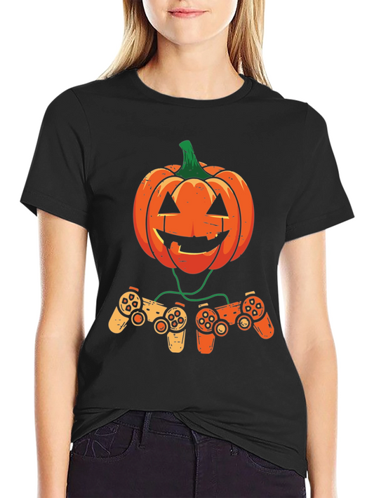 Gamer Pumpkin Halloween Graphic Tee