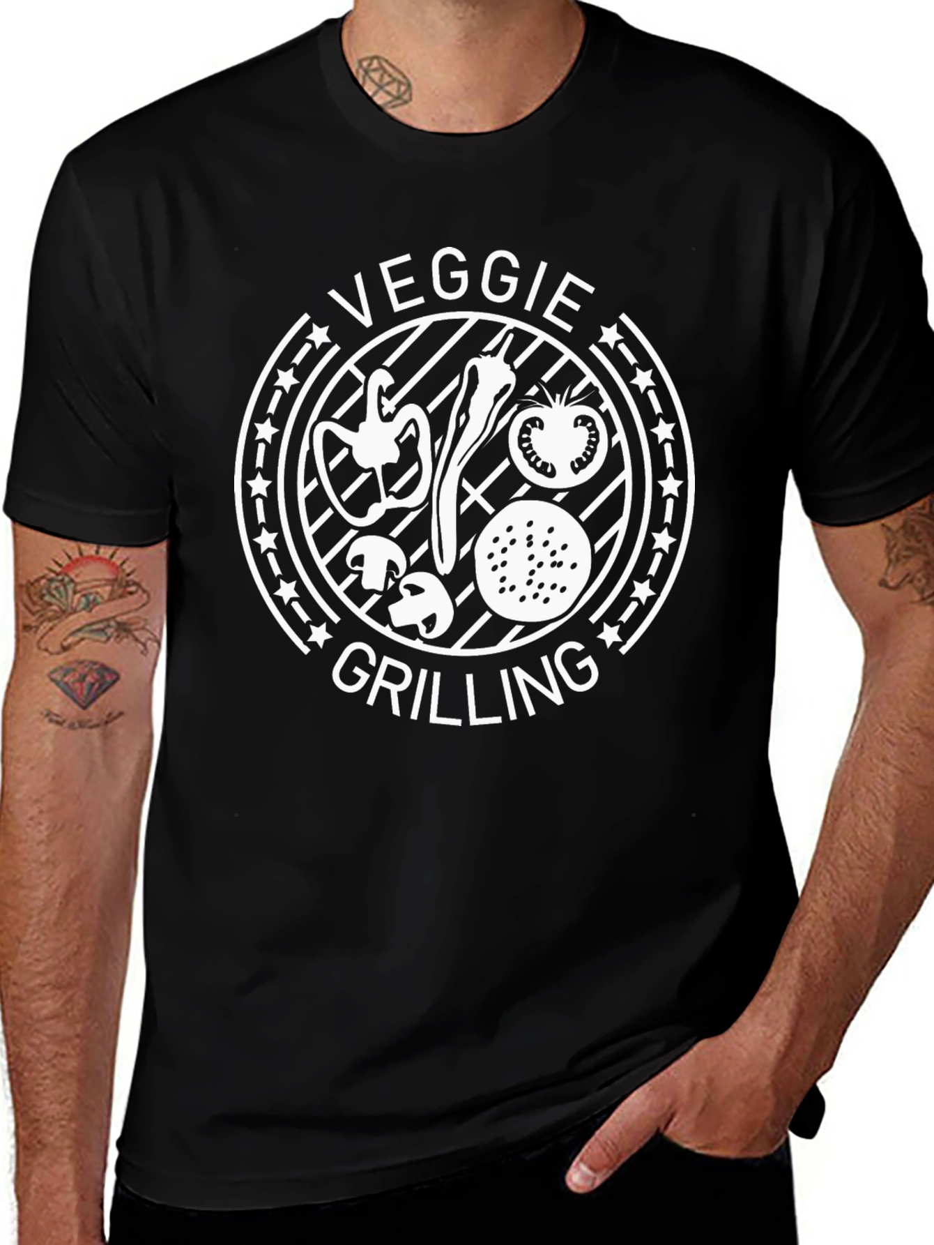Veggie Grilling T-Shirt - Black Cotton Tee