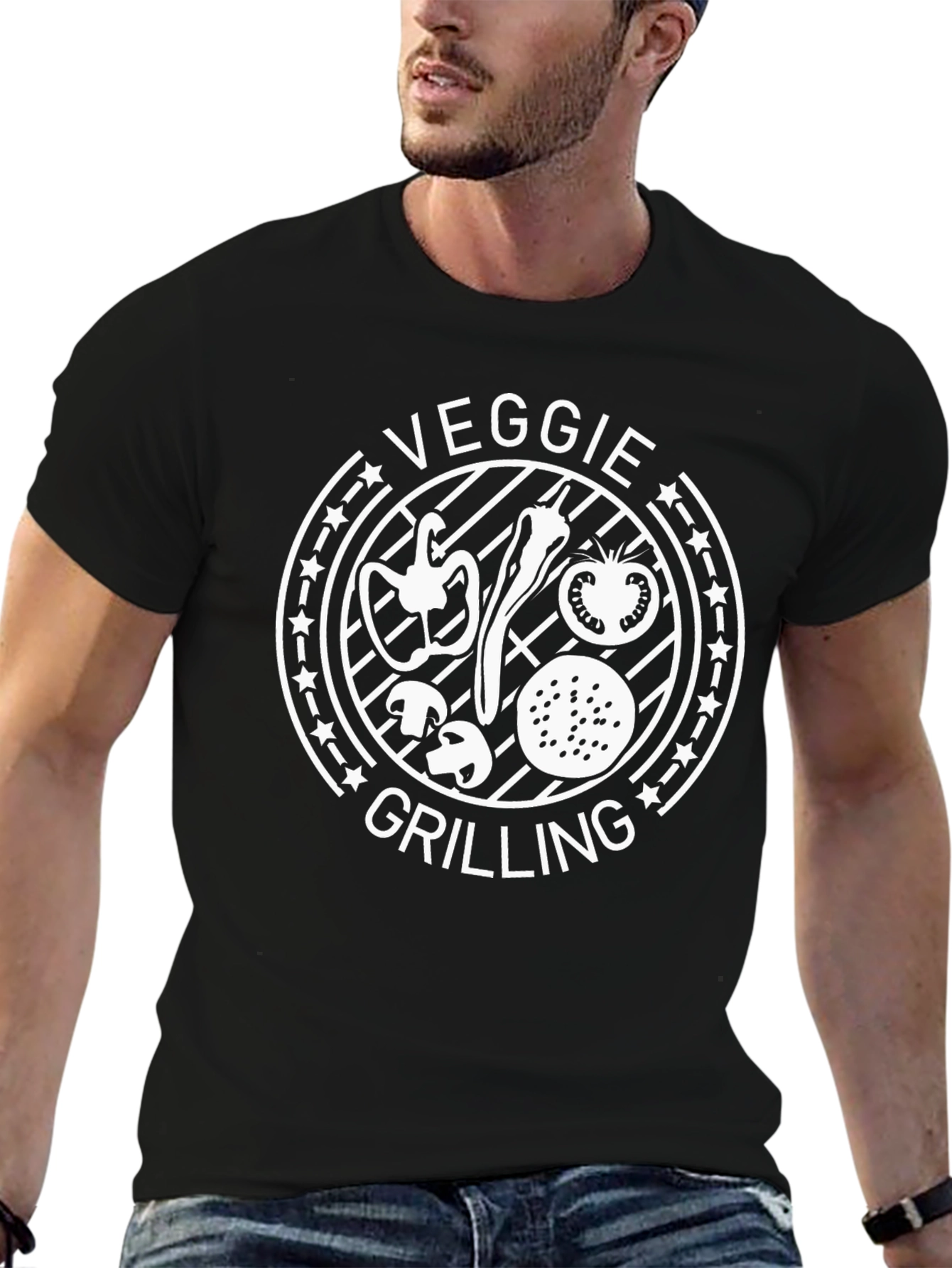 Veggie Grilling T-Shirt - Black Cotton Tee