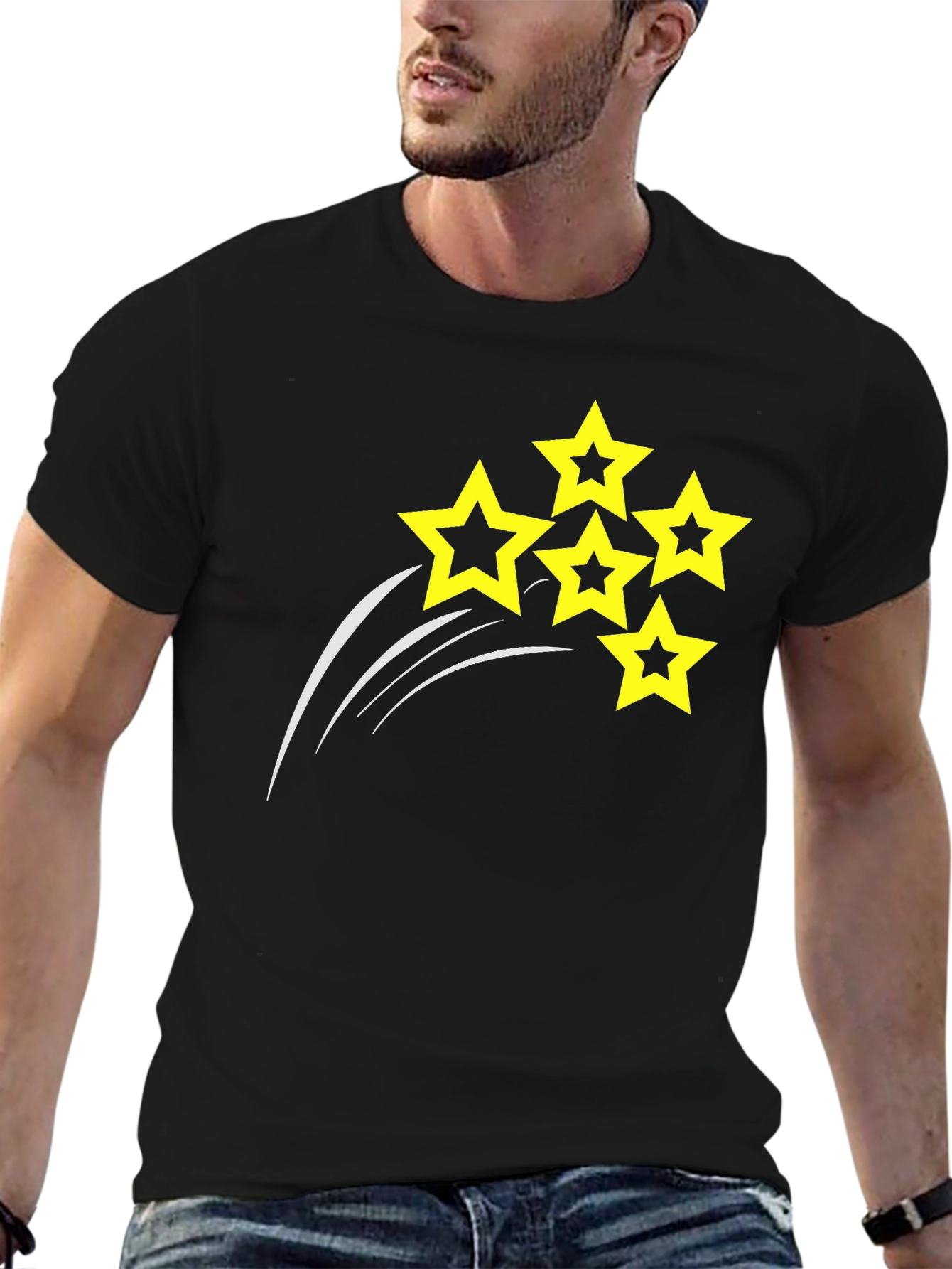 Mens Black T-shirt with Star Design