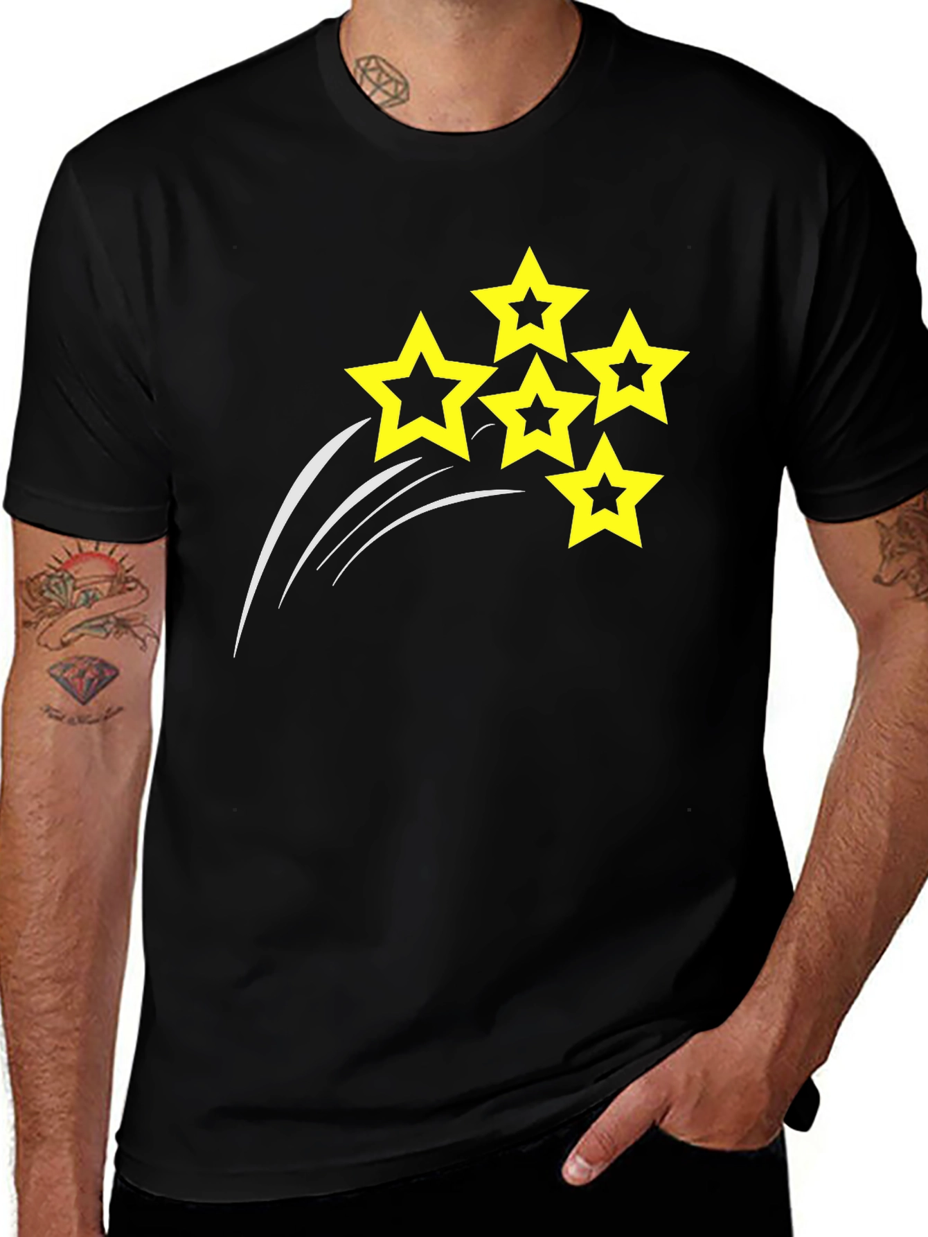 Mens Black T-shirt with Star Design