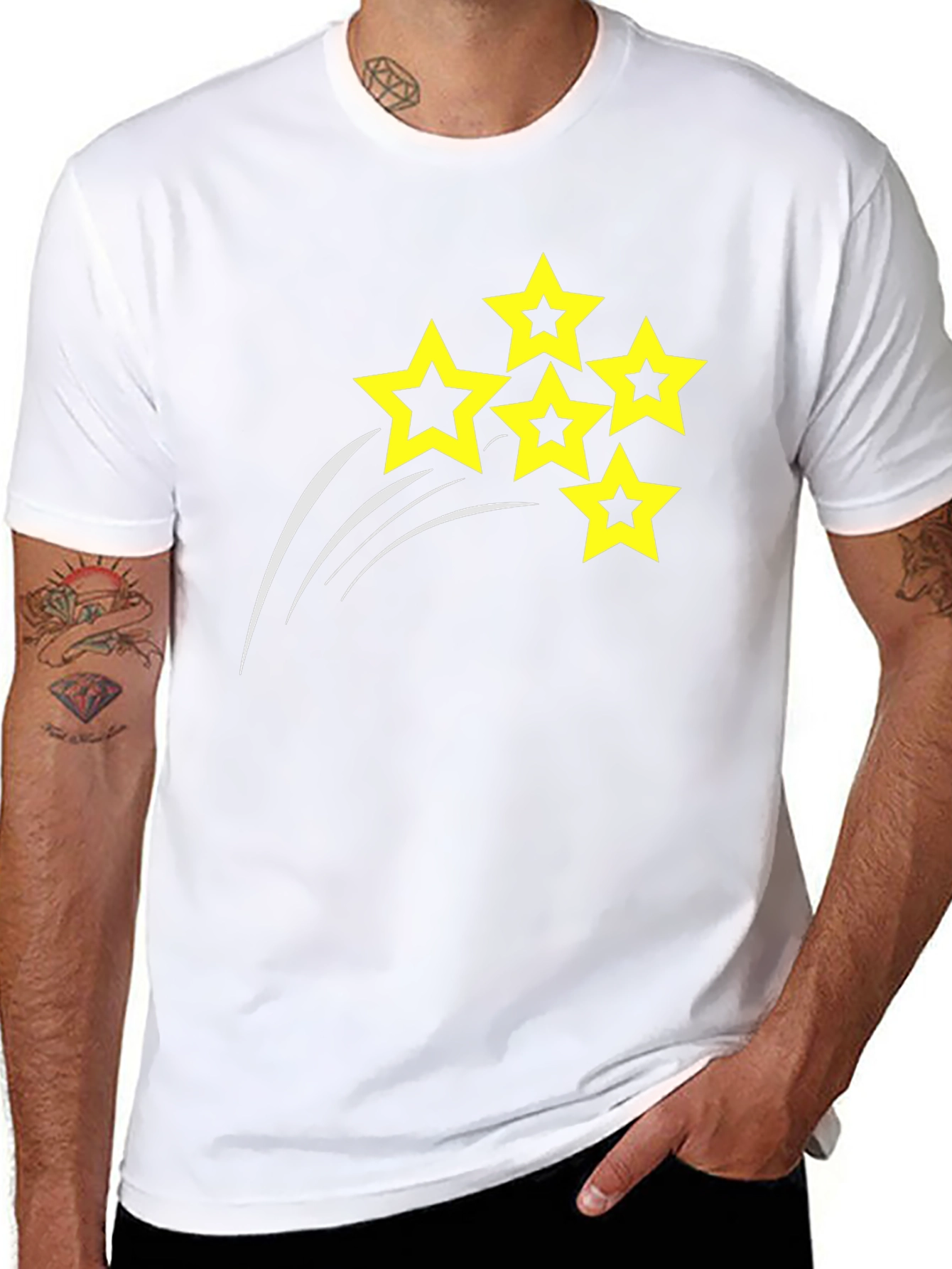 Mens Black T-shirt with Star Design