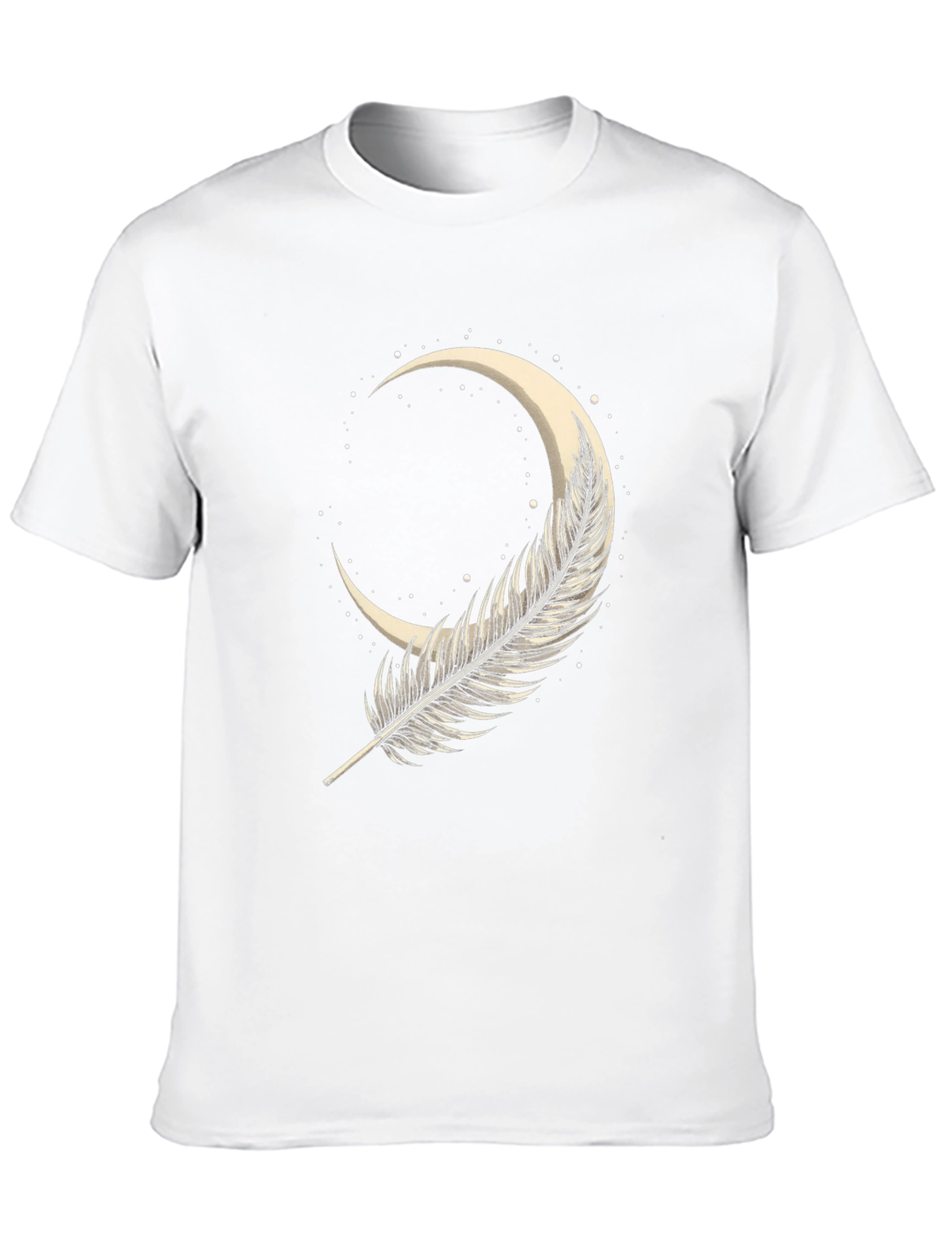 Feather Moon Graphic Tee - Soft Black Cotton
