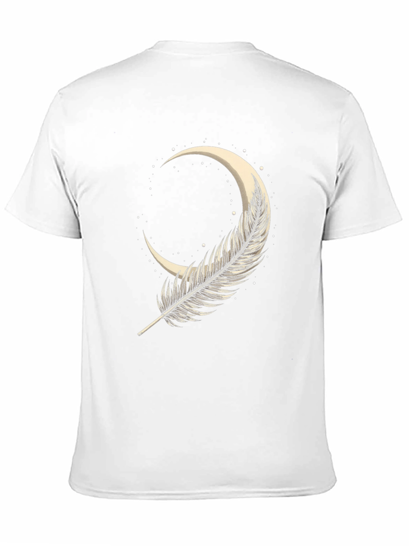 Feather Moon Graphic Tee - Soft Black Cotton