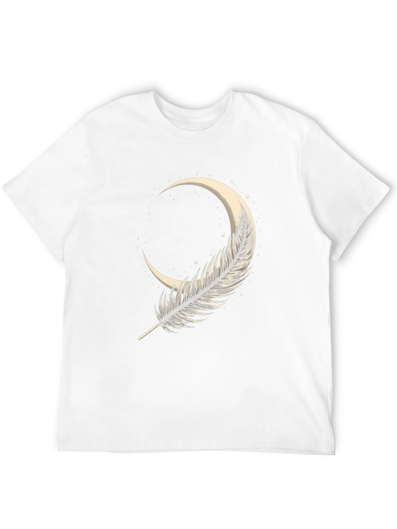 Feather Moon Graphic Tee - Soft Black Cotton