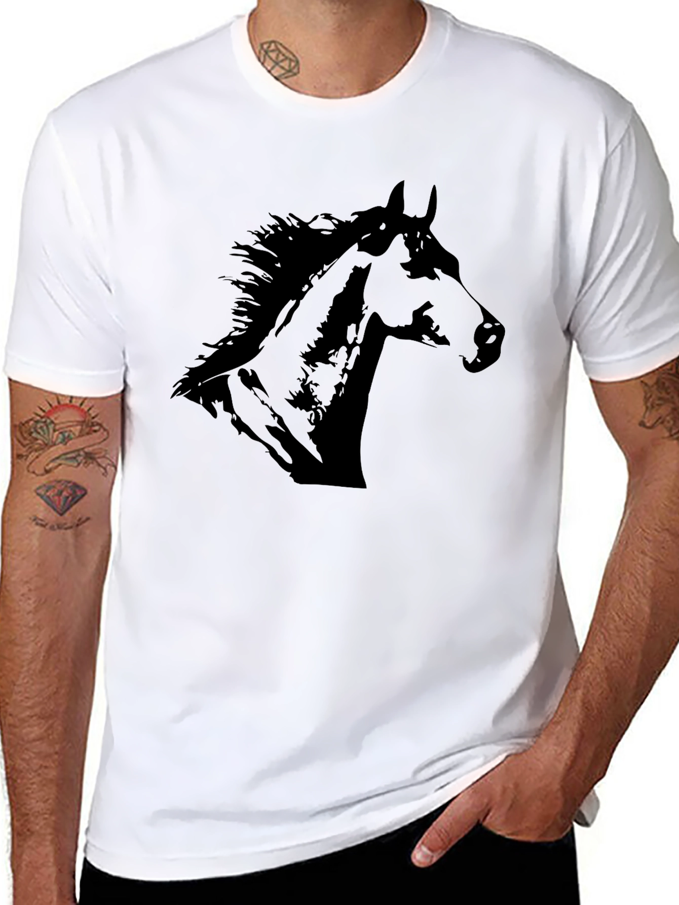 Black Horse Graphic Tee | Stylish Mens T-Shirt