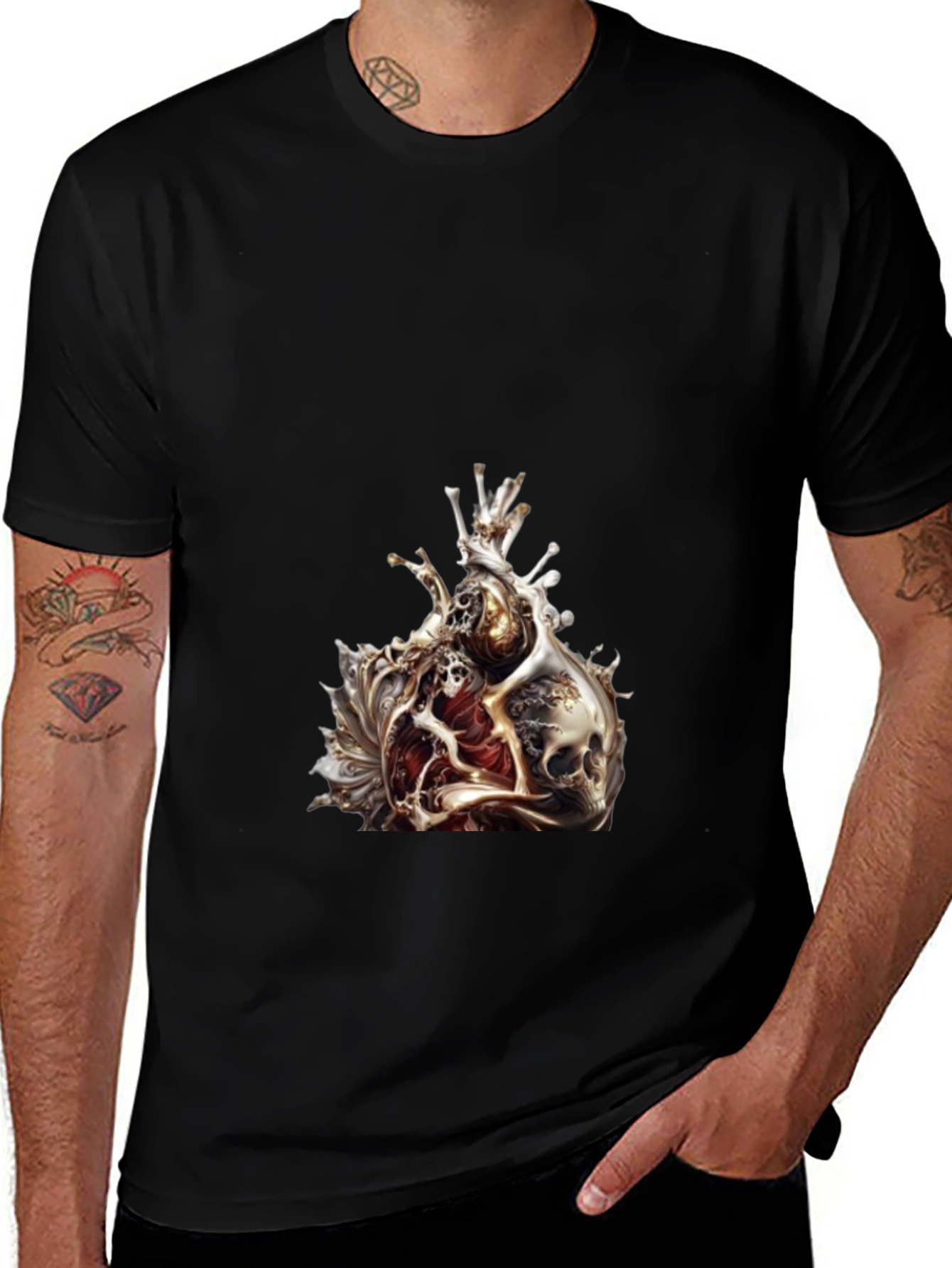 Skull Heart Graphic Tee - Edgy Style