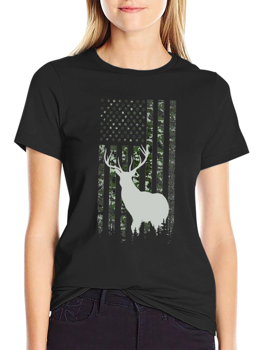 Deer Camo American Flag Mens T-Shirt