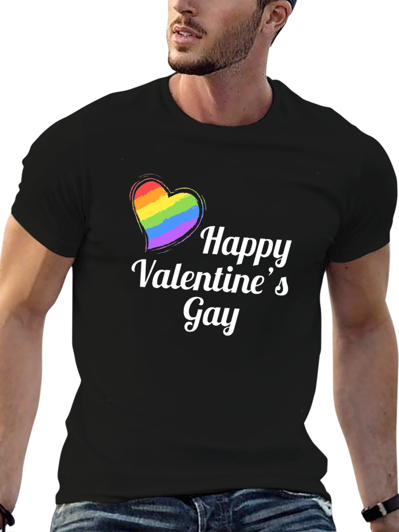 Happy Valentines Gay Pride Rainbow Heart T-Shirt
