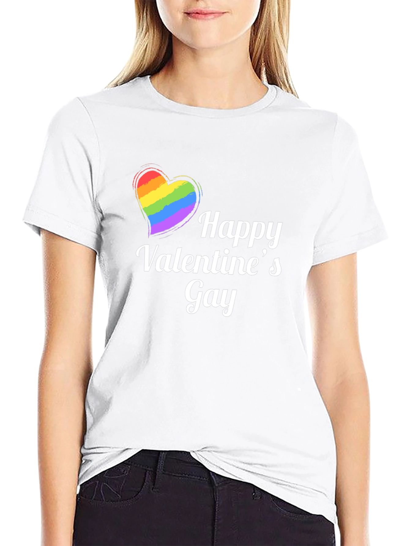 Happy Valentines Gay Pride Rainbow Heart T-Shirt