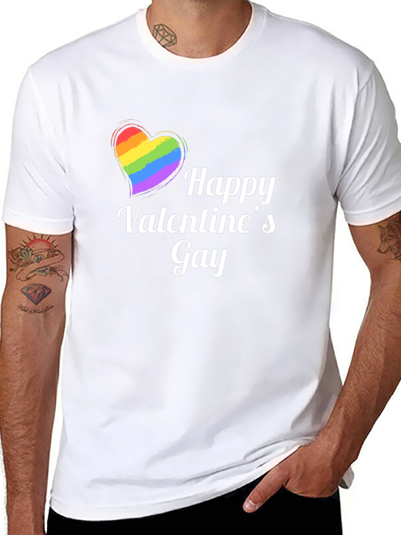 Happy Valentines Gay Pride Rainbow Heart T-Shirt