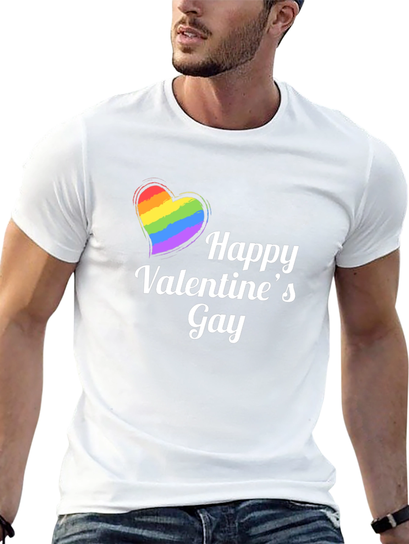 Happy Valentines Gay Pride Rainbow Heart T-Shirt