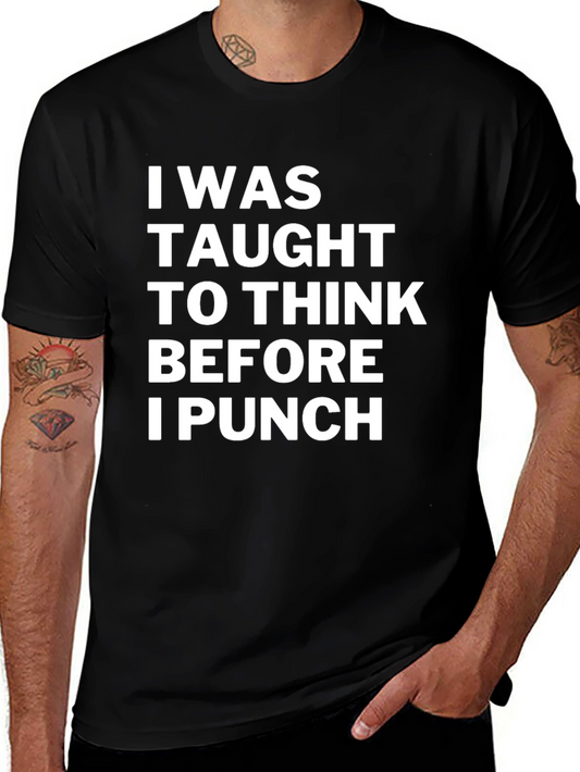 Think Before I Punch Black Graphic Tee