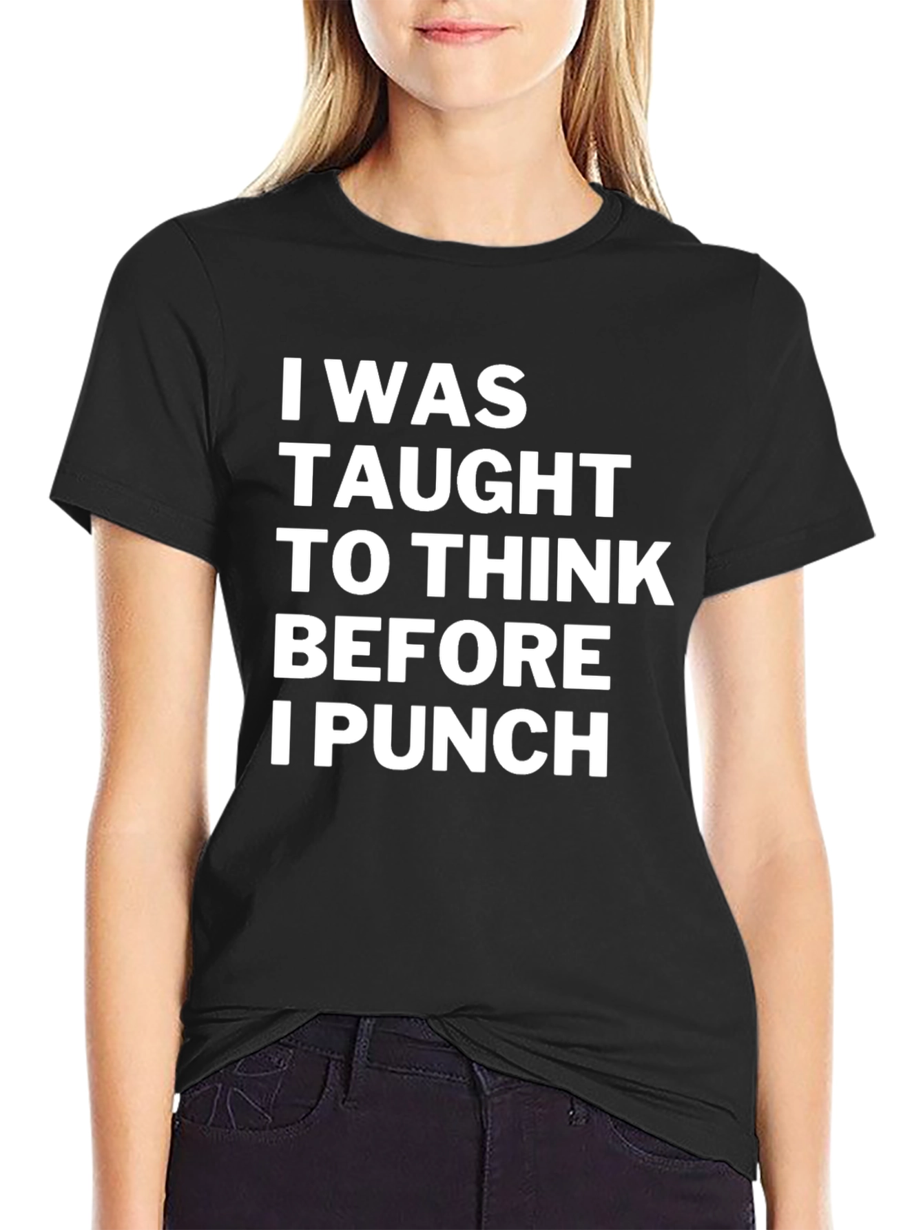 Think Before I Punch Black Graphic Tee