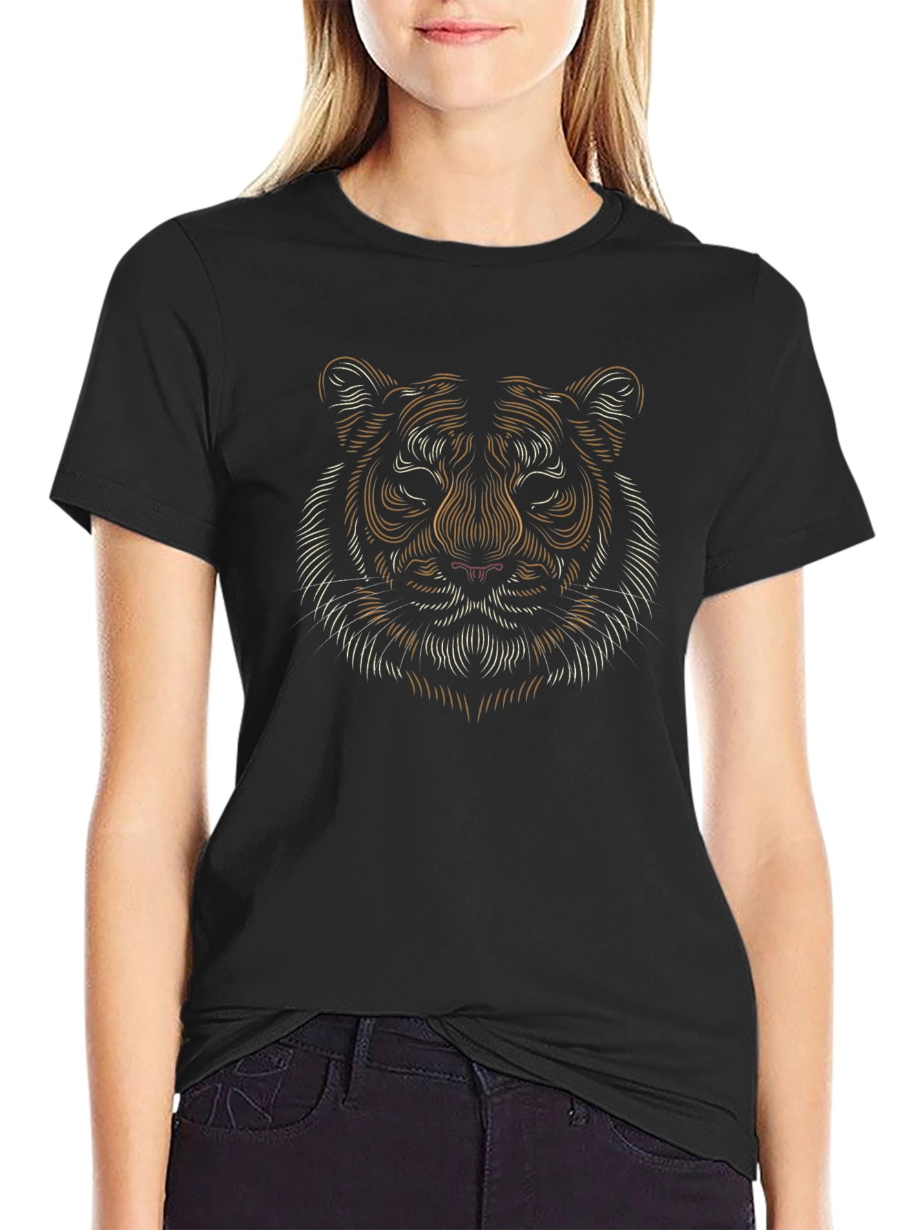 Tiger Graphic Print Black T-Shirt