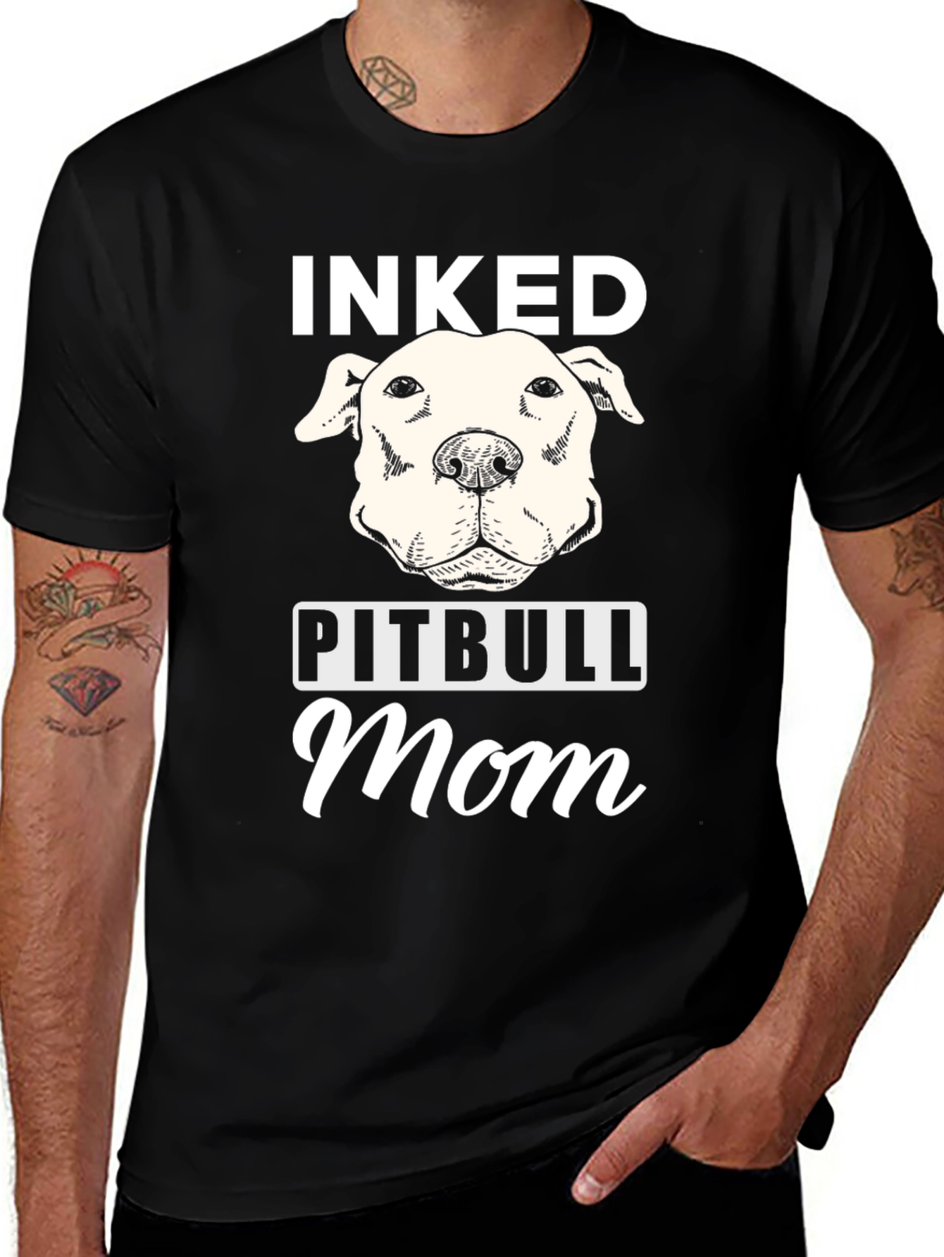 Inked Pitbull Mom Graphic T-Shirt