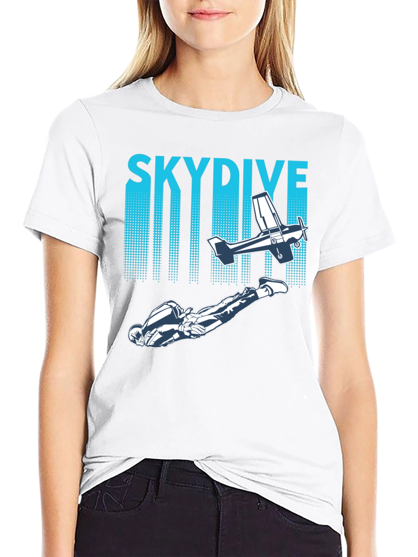 Skydiving Adventure Tee -  Plane & Parachutist Graphic T-Shirt