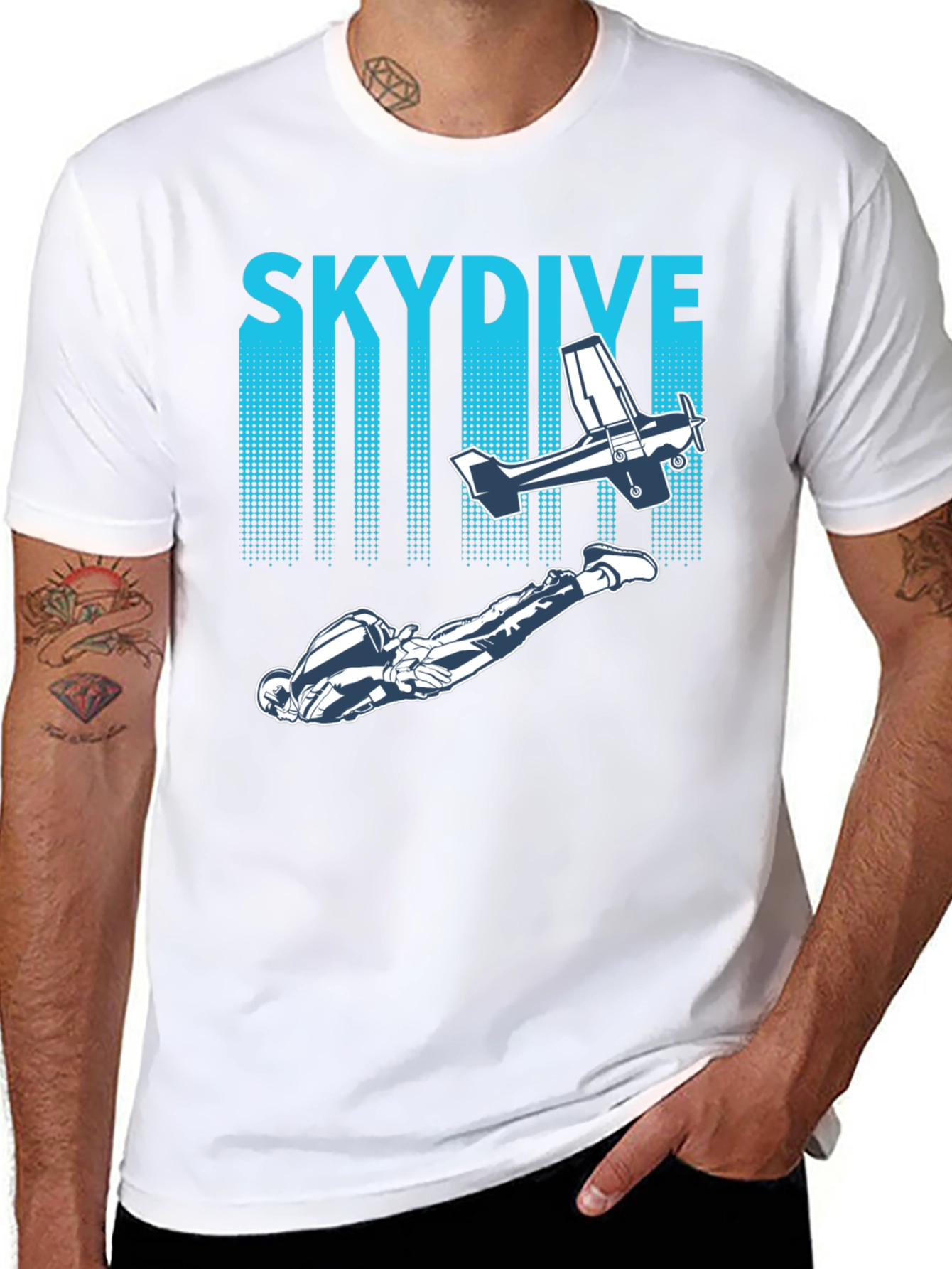 Skydiving Adventure Tee -  Plane & Parachutist Graphic T-Shirt