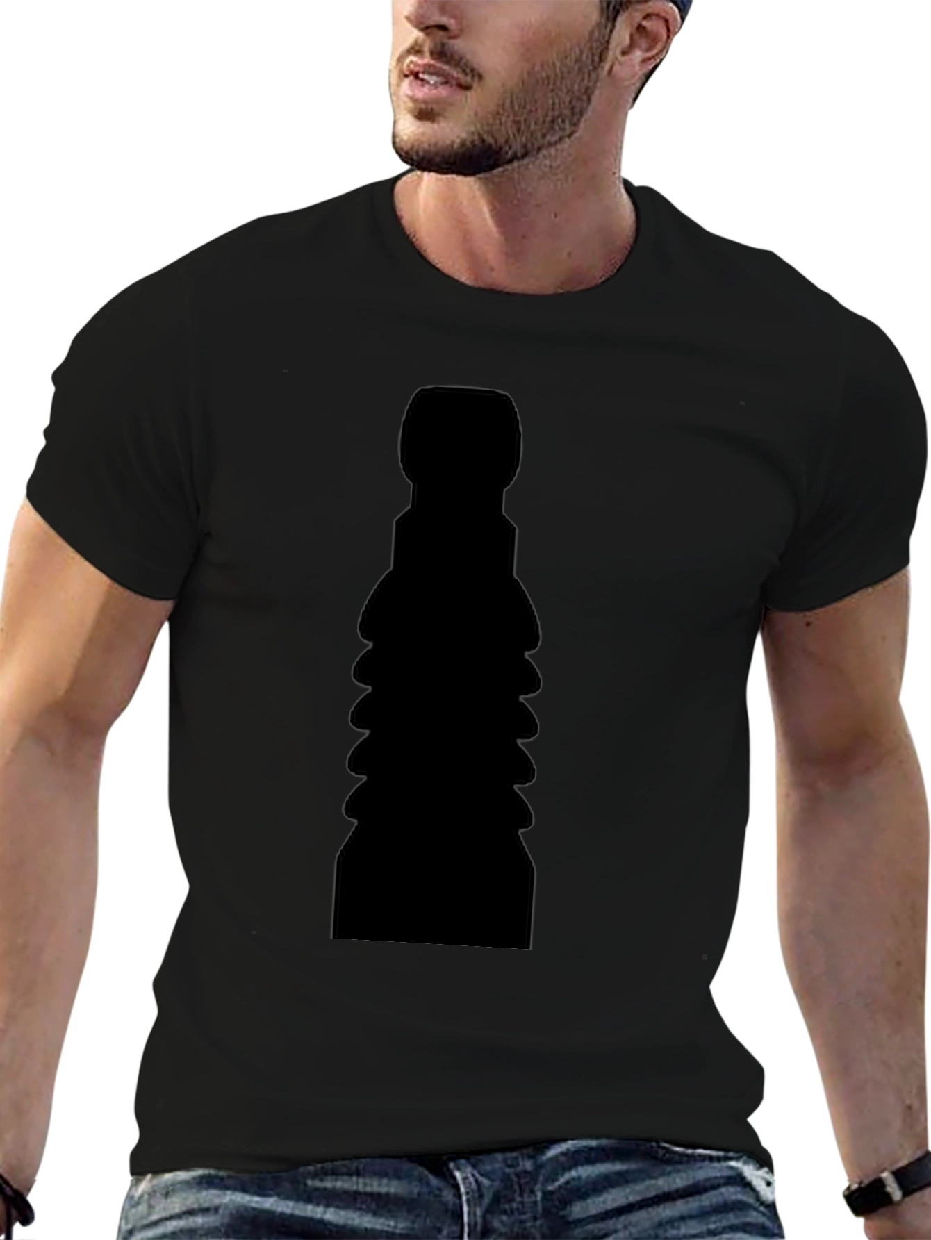 Mens Black Graphic Tee - Abstract Silhouette