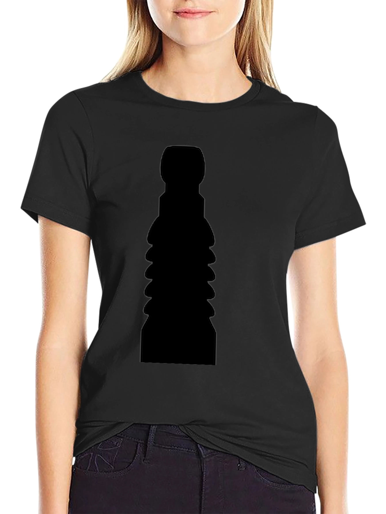 Mens Black Graphic Tee - Abstract Silhouette