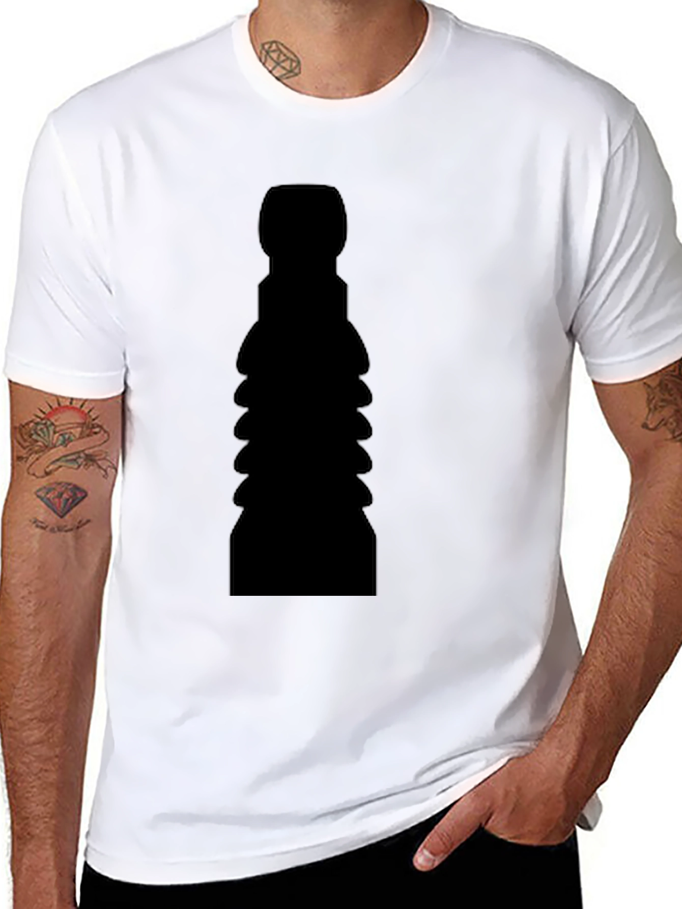 Mens Black Graphic Tee - Abstract Silhouette