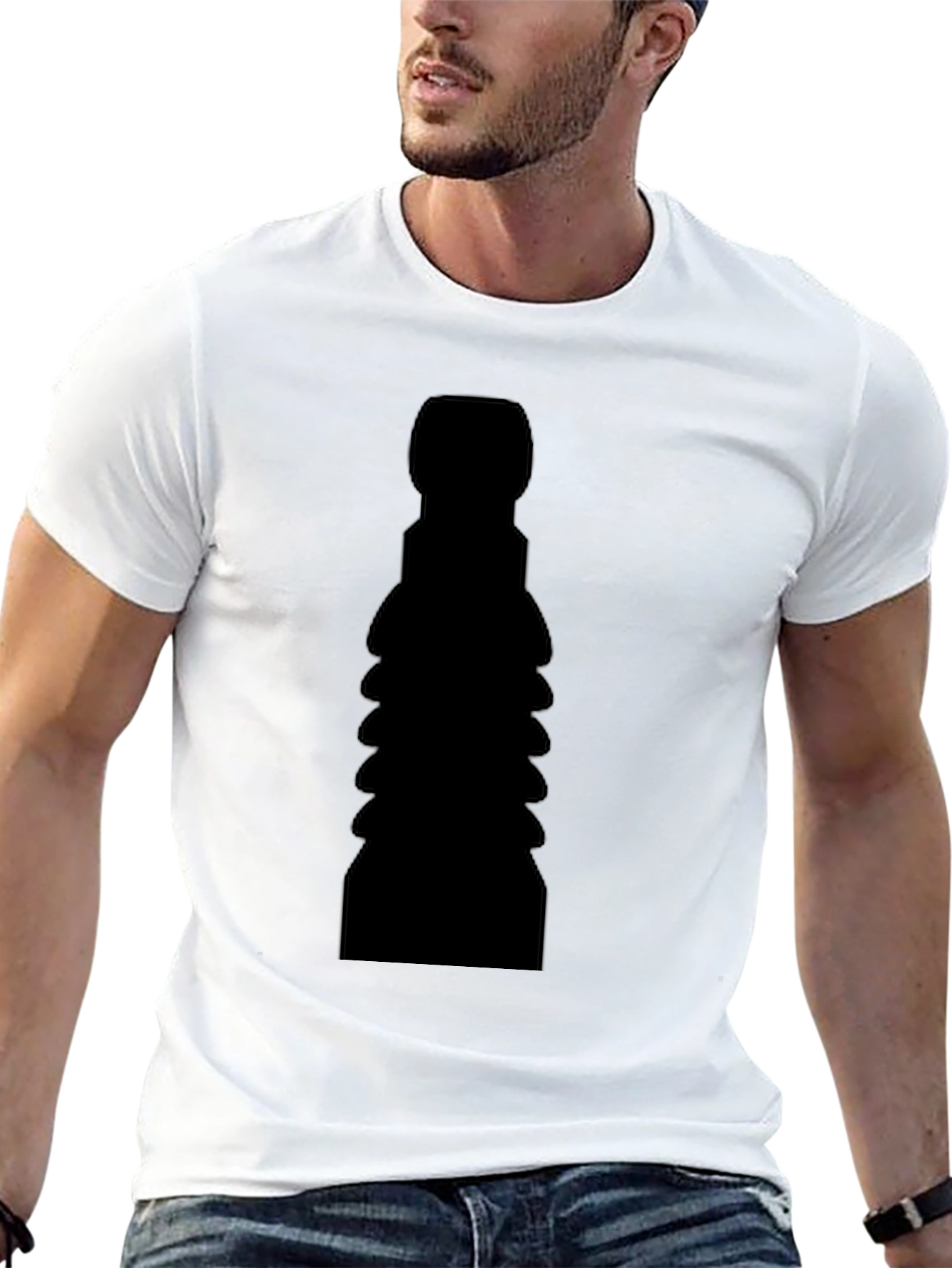 Mens Black Graphic Tee - Abstract Silhouette