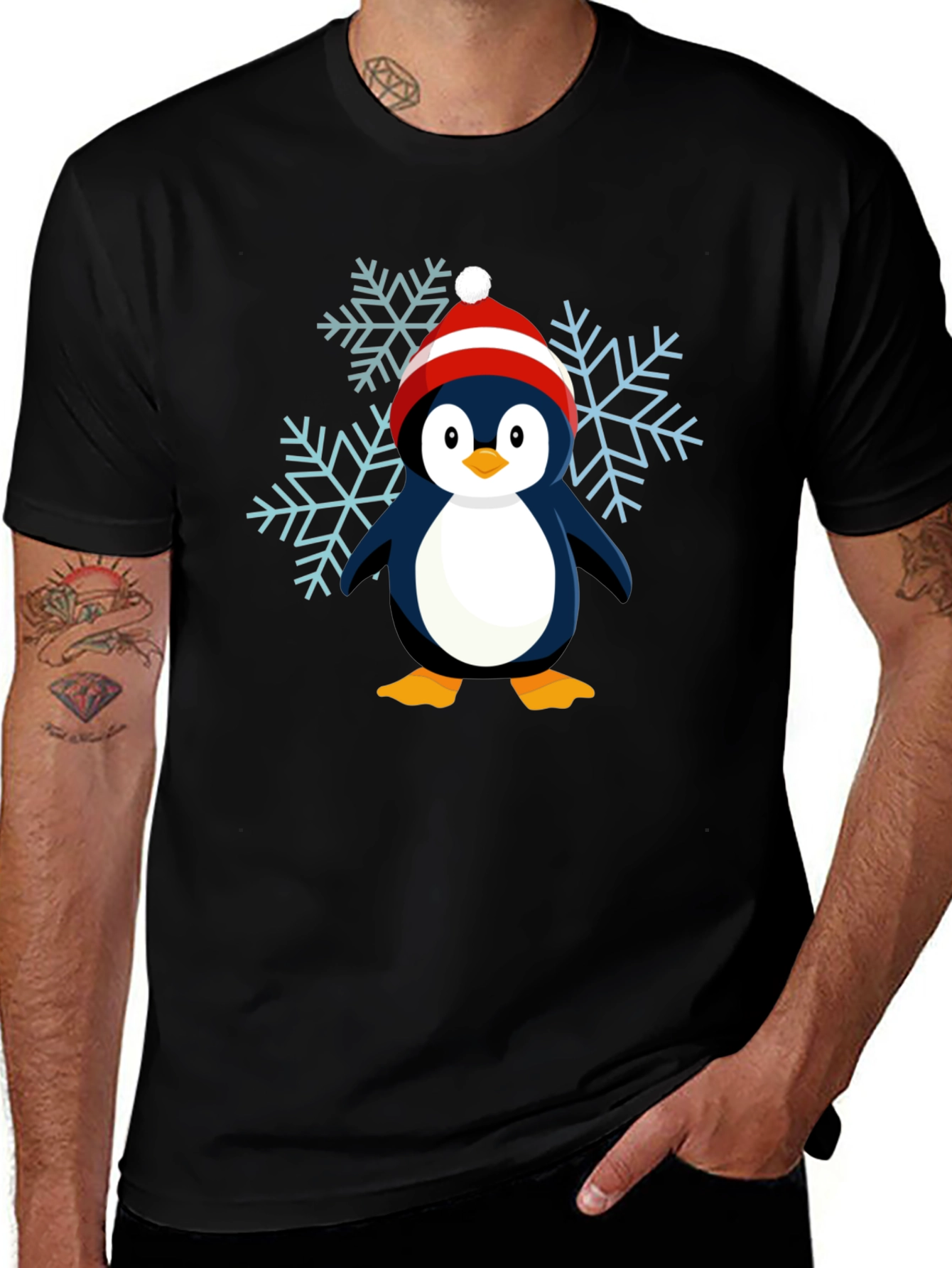Penguin Snowflake Graphic Tee - Holiday Cheer