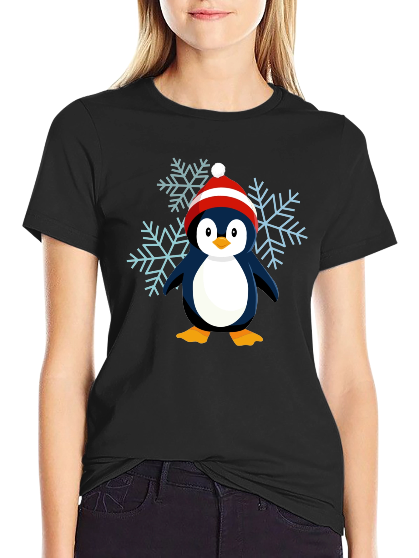 Penguin Snowflake Graphic Tee - Holiday Cheer