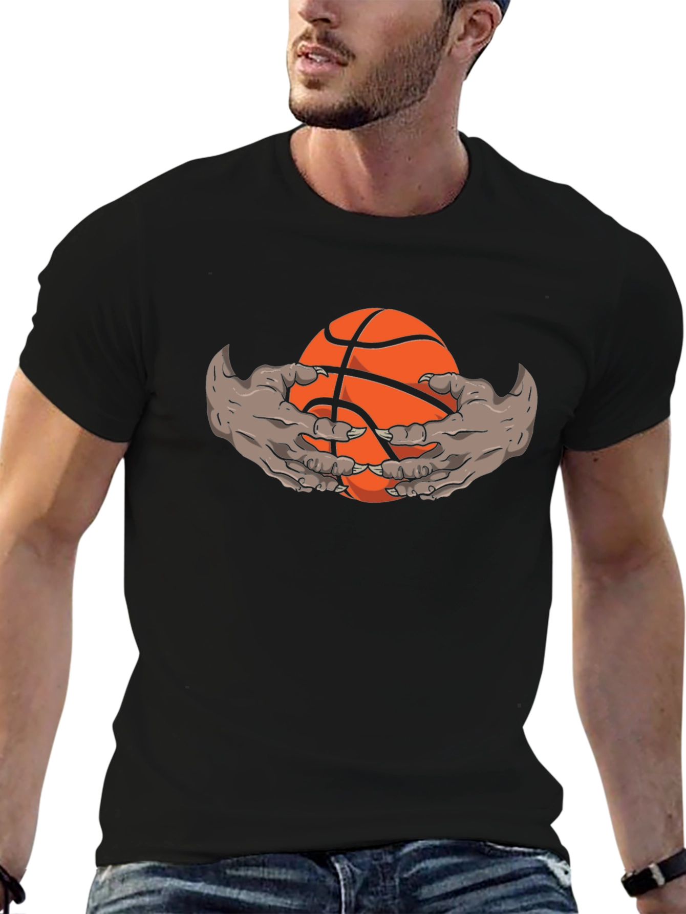 Monster Hands Holding Basketball Graphic Tee