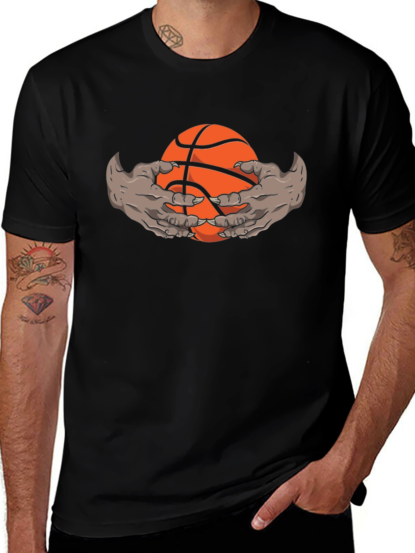 Monster Hands Holding Basketball Graphic Tee