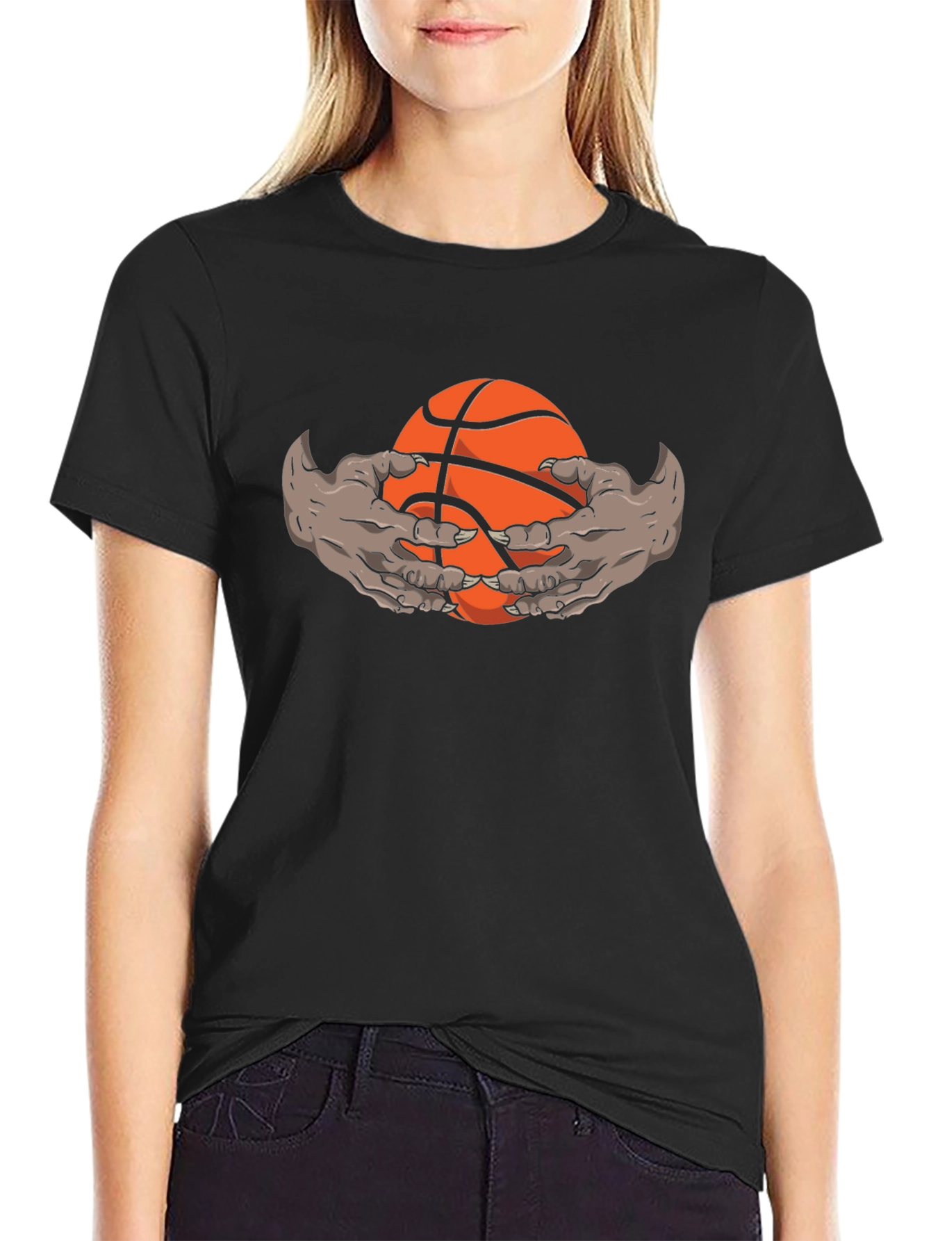 Monster Hands Holding Basketball Graphic Tee