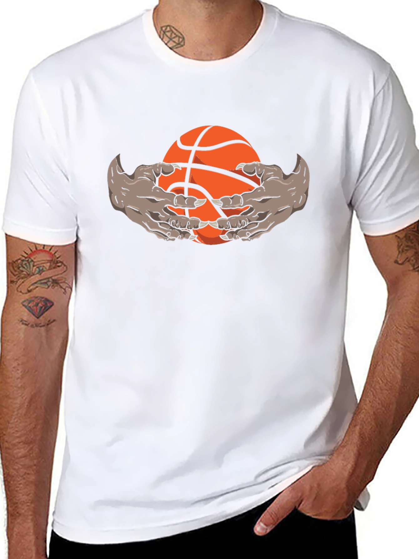 Monster Hands Holding Basketball Graphic Tee