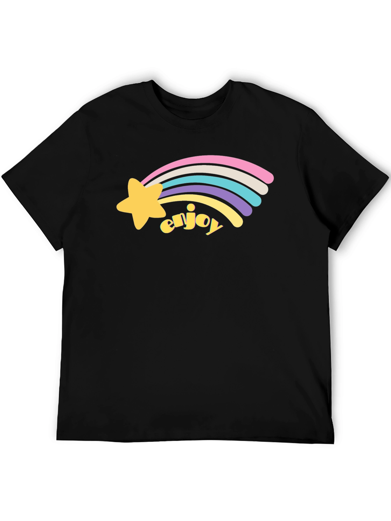 Enjoy Shooting Star Graphic Tee - Black Cotton Blend