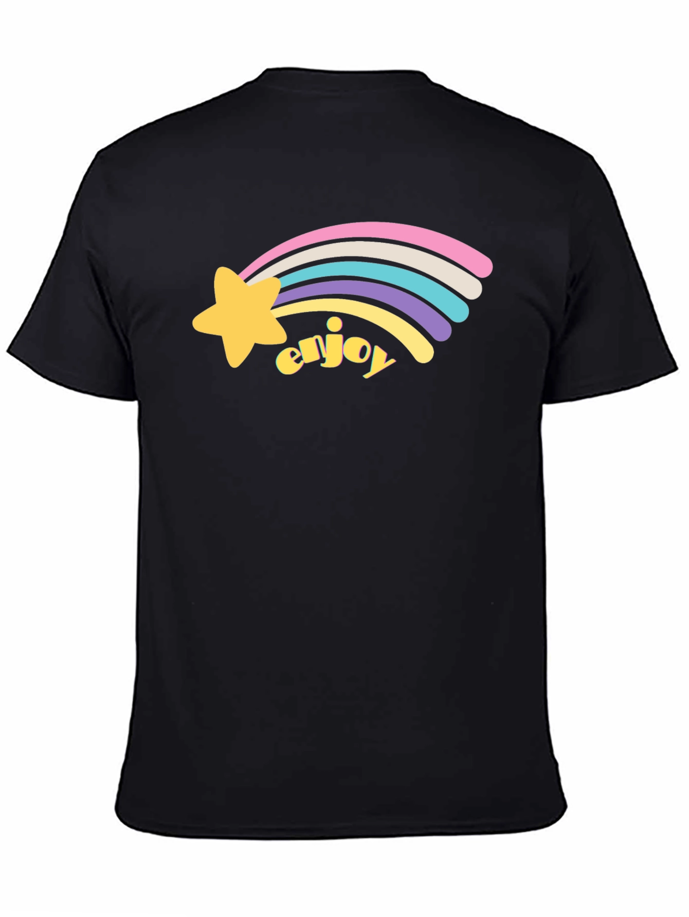 Enjoy Shooting Star Graphic Tee - Black Cotton Blend