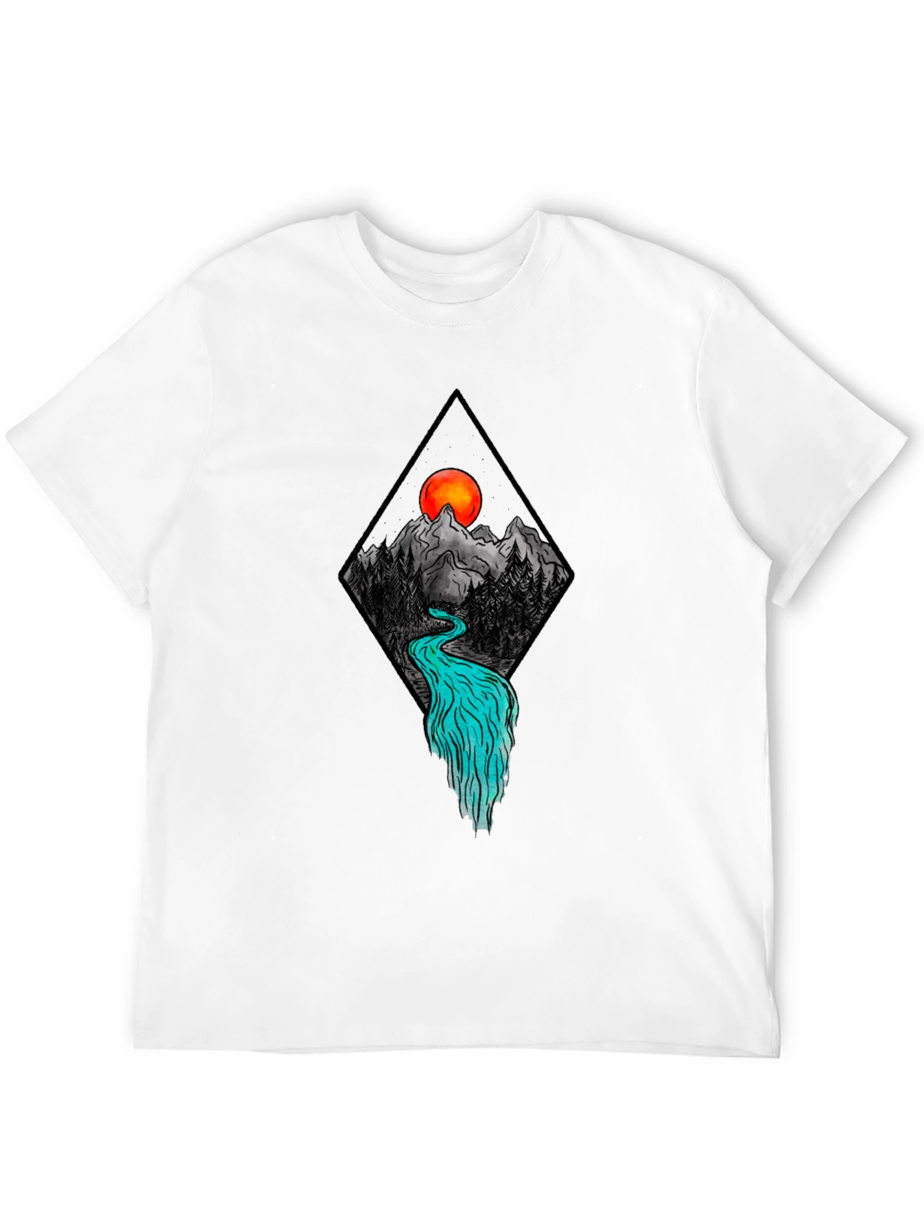 Mountain River Graphic Tee - Black
