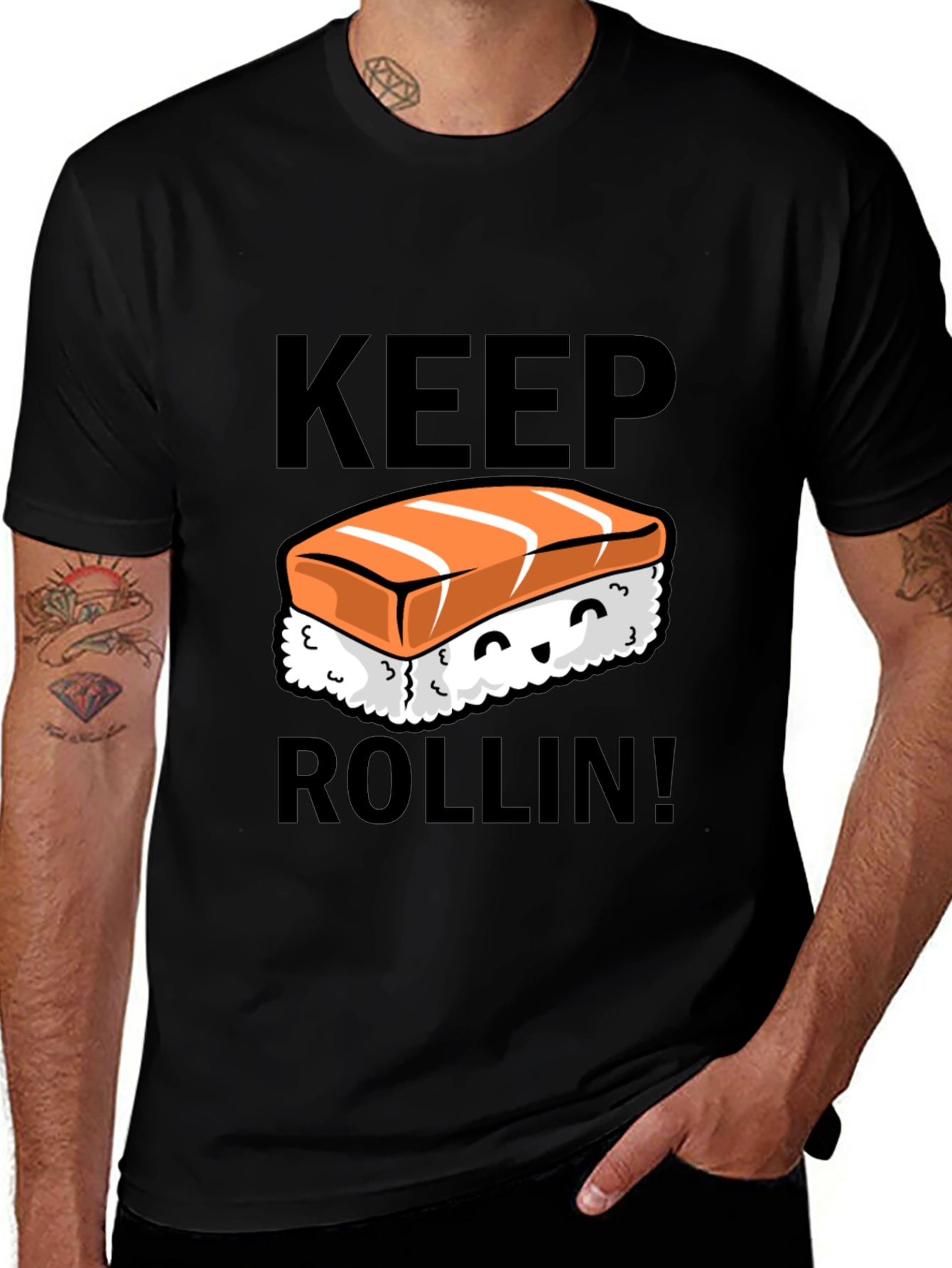 Keep Rollin Sushi Graphic T-Shirt