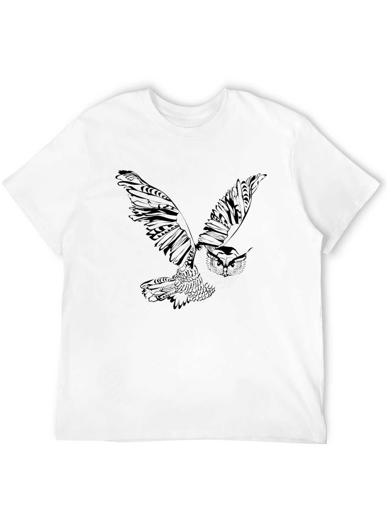 Mens Black Owl Graphic Tee - Casual Style