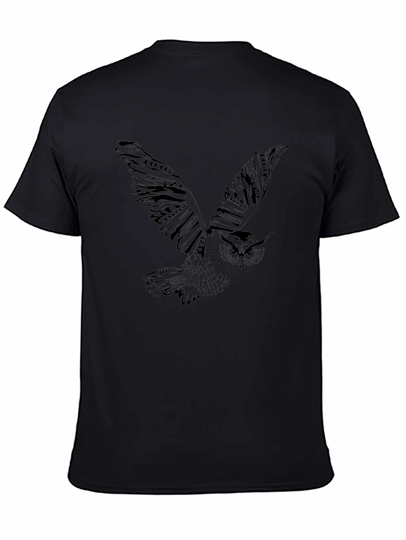 Mens Black Owl Graphic Tee - Casual Style