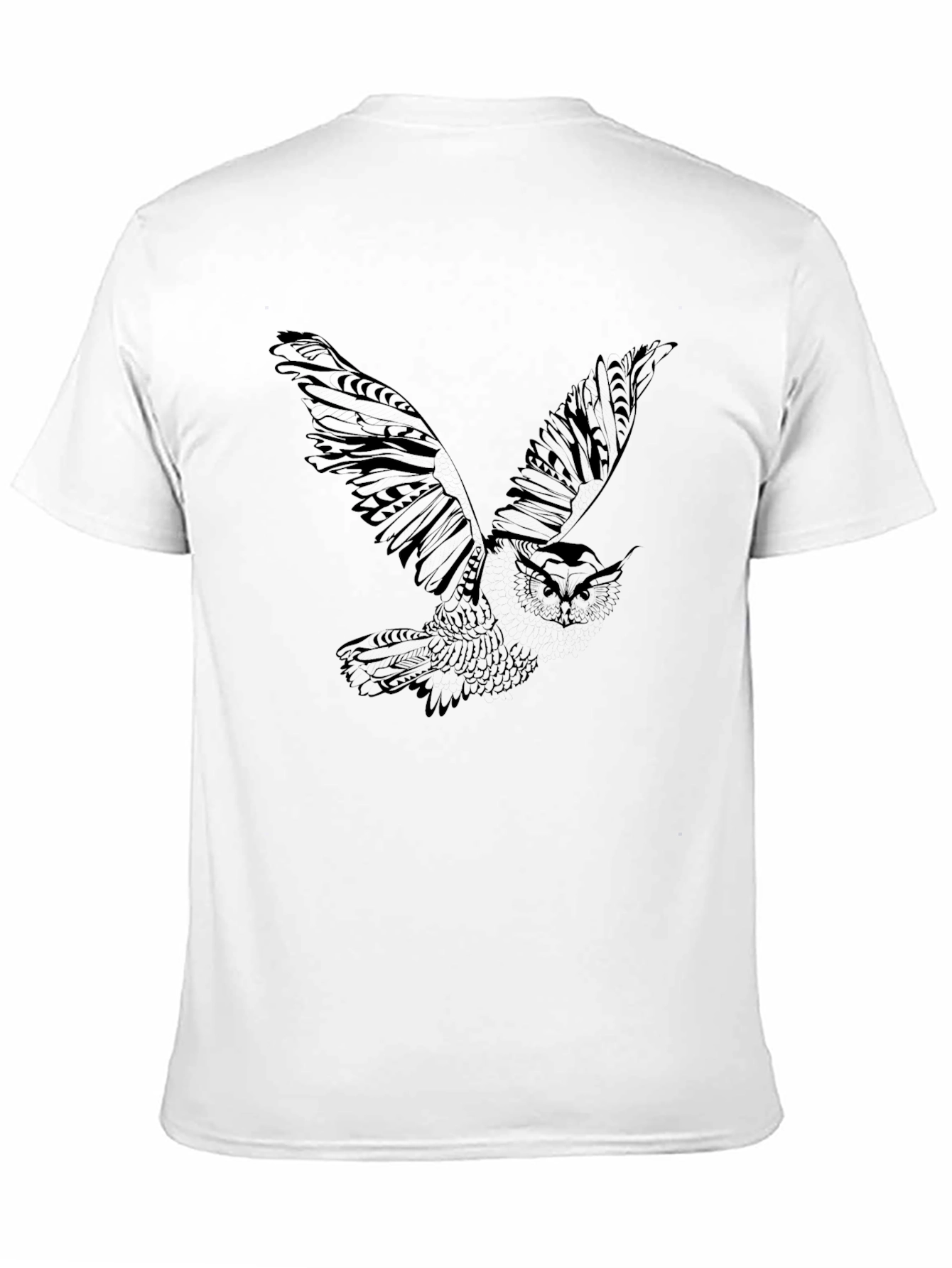 Mens Black Owl Graphic Tee - Casual Style