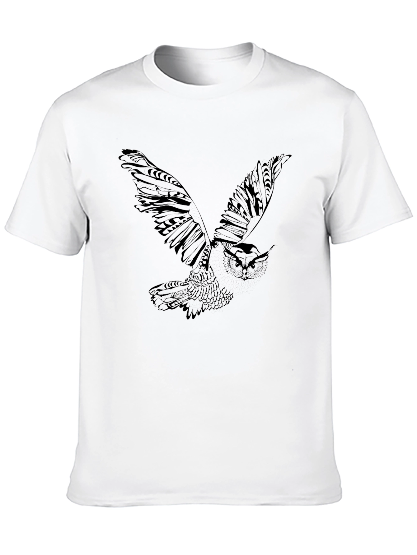 Mens Black Owl Graphic Tee - Casual Style