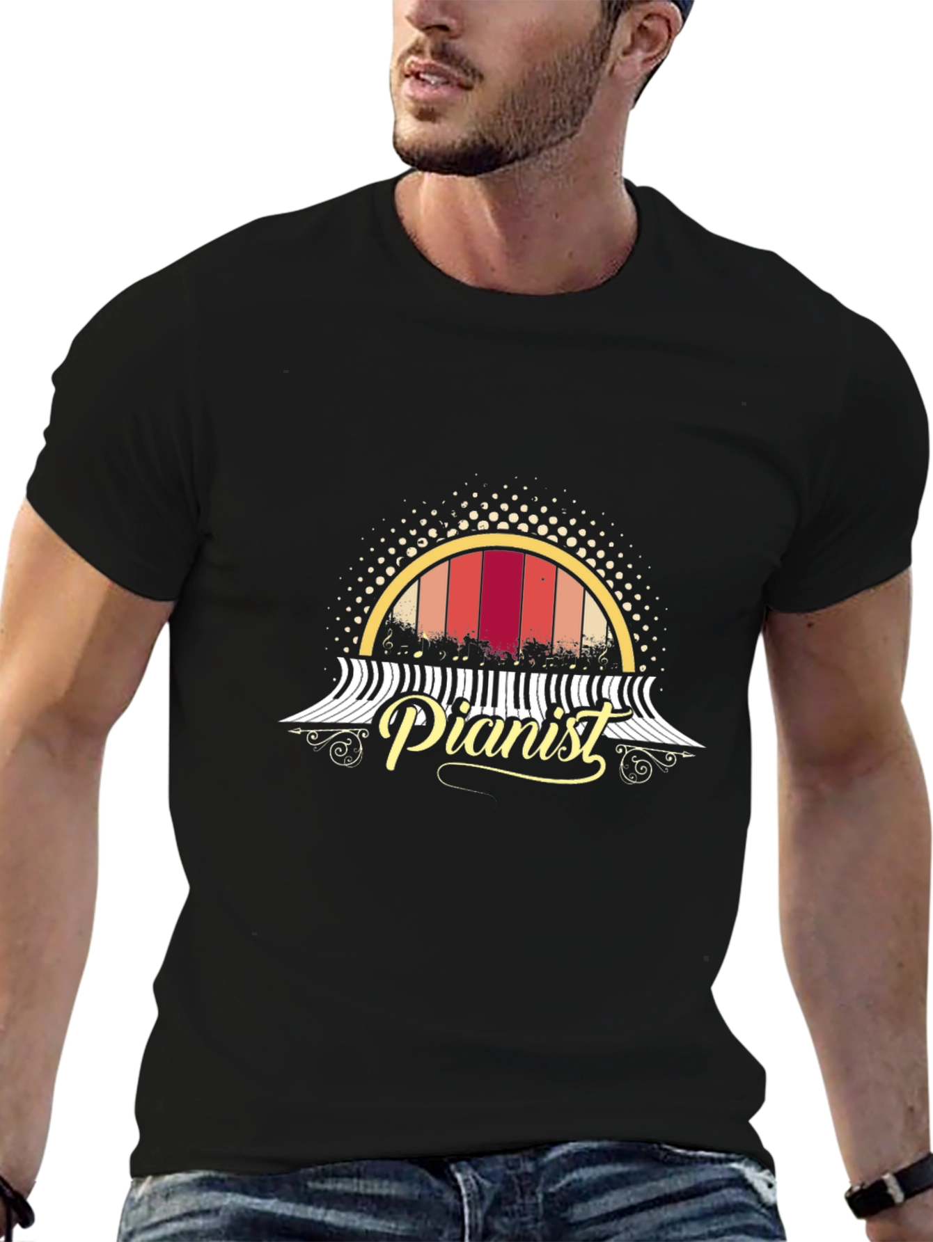 Retro Pianist T-Shirt - Music Lover Tee