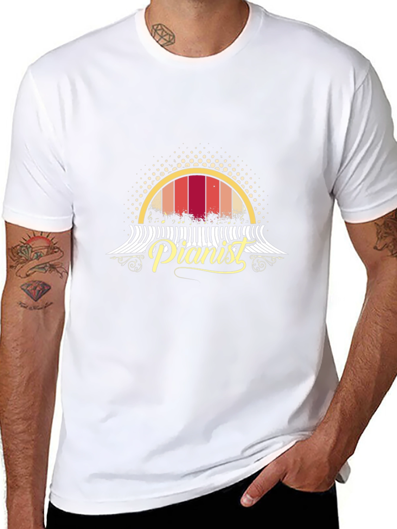 Retro Pianist T-Shirt - Music Lover Tee