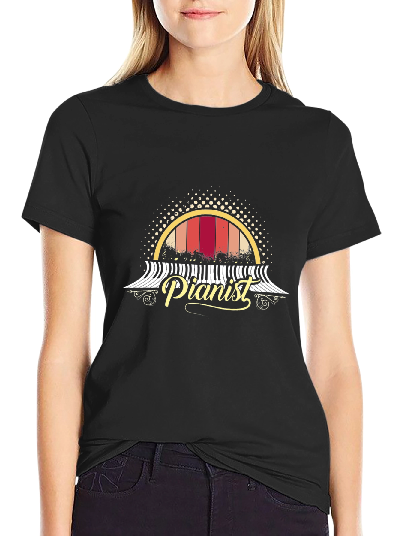 Retro Pianist T-Shirt - Music Lover Tee