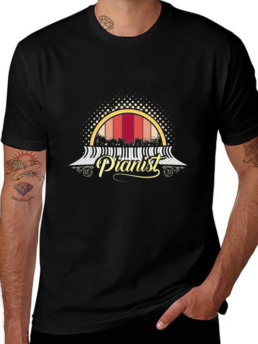 Retro Pianist T-Shirt - Music Lover Tee