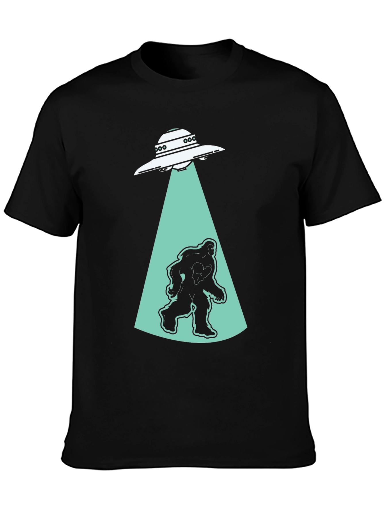 UFO Abduction Bigfoot T-Shirt - Black