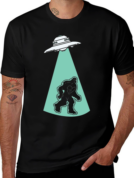 UFO Abduction Bigfoot T-Shirt - Black