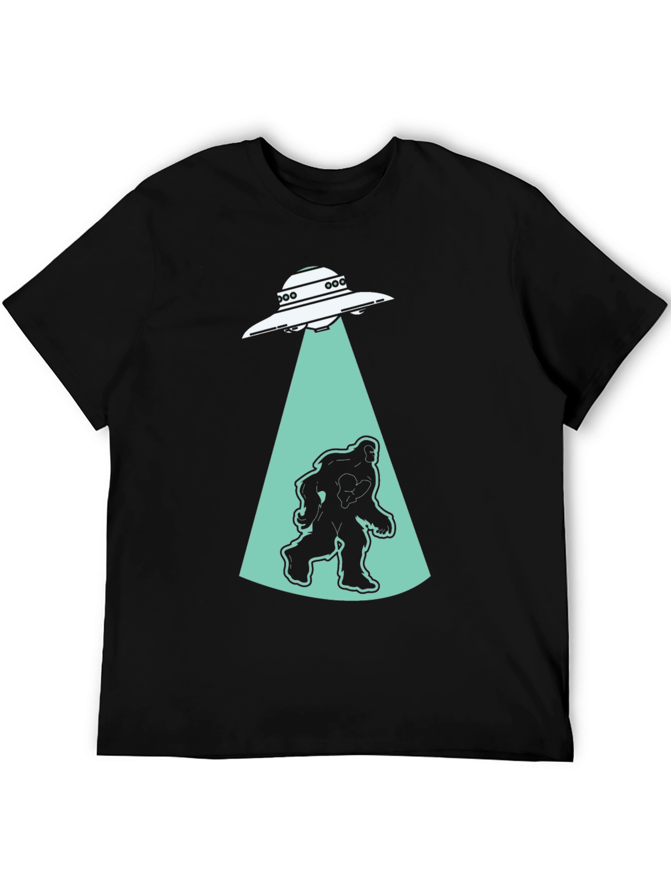 UFO Abduction Bigfoot T-Shirt - Black